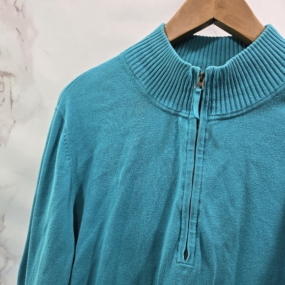 Foxcroft Sweater Womens XXL 2XL Blue Quarter Half Zip Pullover Cotton Mock - Picture 2 of 11